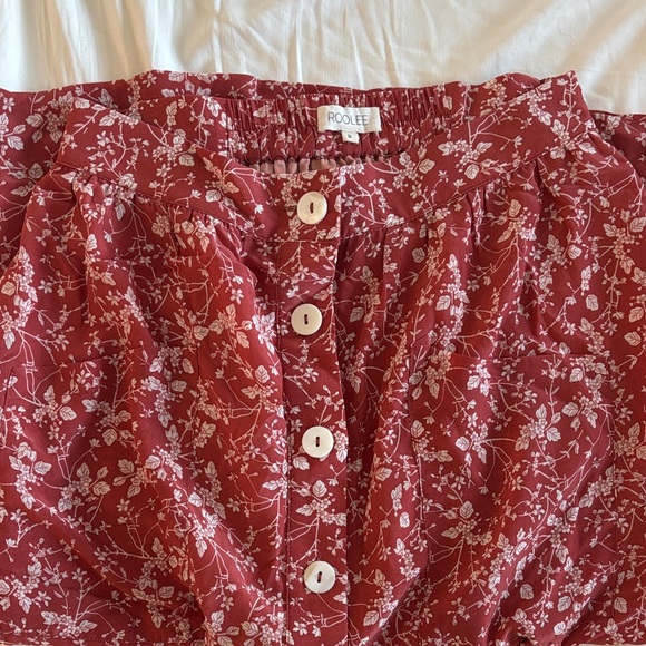 Roolee Floral Button-Down Red Midi Skirt - Picture 3 of 3
